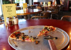 Partly Eaten Tray Of Pizza